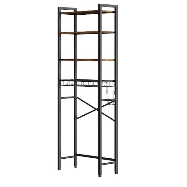 23.75 in. W x 68 in. H x 9.4 in. D Metal Over-The-Toilet Storage Rack, 4-Tier Cube Bathroom Organizer Shelf, Brown