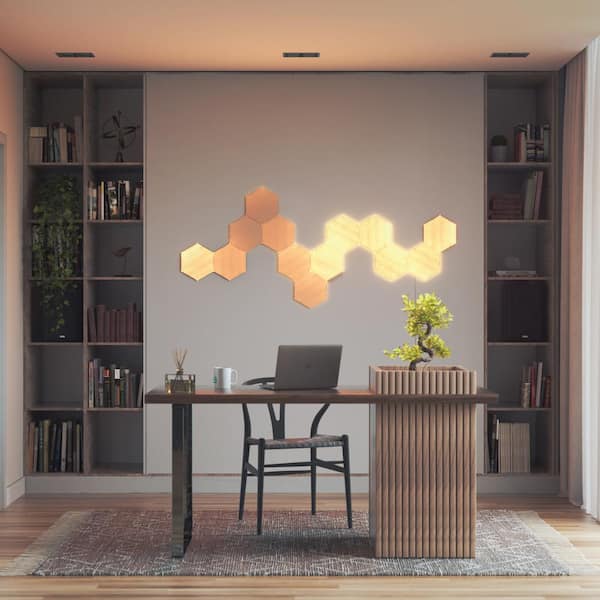 Nanoleaf Elements Wood Look Kit -7 - Smart Panels Home Depot Smarter LED NL52K7003HB-7PK The