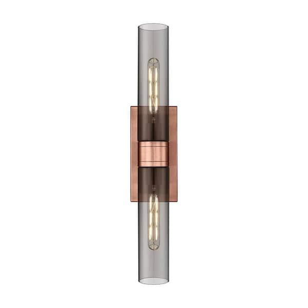 Innovations Ballston Urban 24 in. 2-Light Antique Copper Vanity Light with Glass Shade