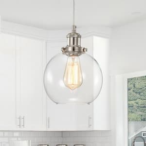 Mateo 1-Light Modern Polished Nickel Mini Pendant Light with Clear Globe Glass Shade, 7 in. 100-Watt, No Bulb Included