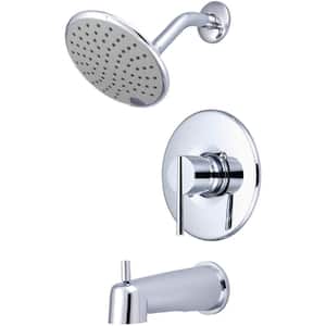 i2v 1-Handle Wall Mount Tub and Shower Faucet Trim Kit in Polished Chrome with Rain Showerhead (Valve not Included)