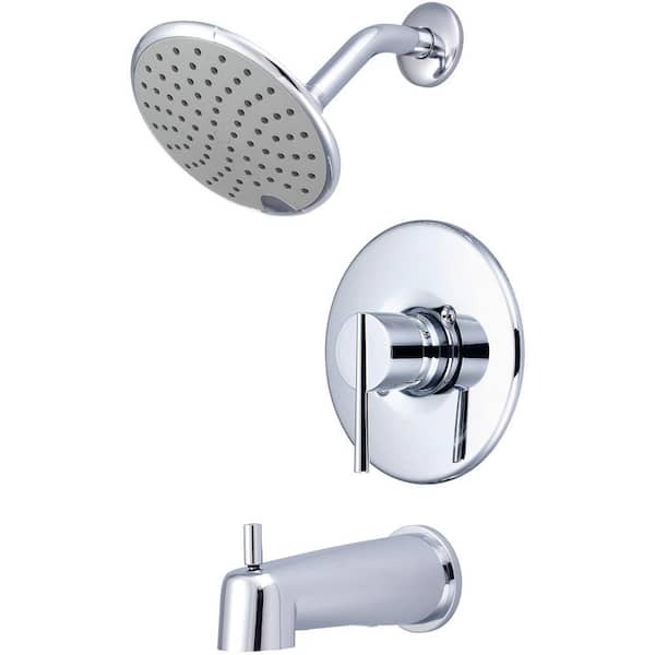 Olympia Faucets i2v 1-Handle Wall Mount Tub and Shower Faucet Trim Kit in Polished Chrome with Rain Showerhead (Valve not Included)