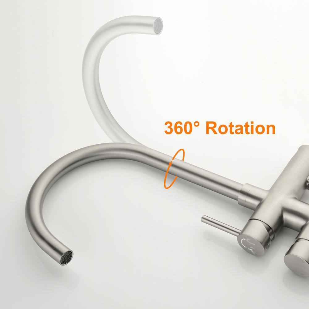 Brushed Nickel Freestanding Tub Filler with Hand Shower