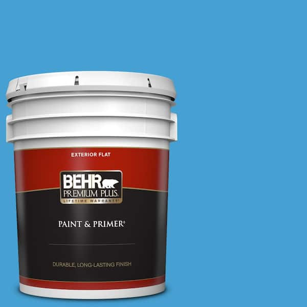 BEHR PREMIUM PLUS 5 gal. #P500-5 Peaceful River Flat Exterior Paint & Primer