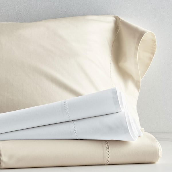 The Company Store Company Cotton 3-Piece White Solid 300-Thread Count Cotton Percale Twin XL Sheet Set