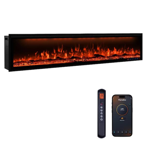Delandgrand 74 in. Smart Electric Fireplace Insert Recessed and