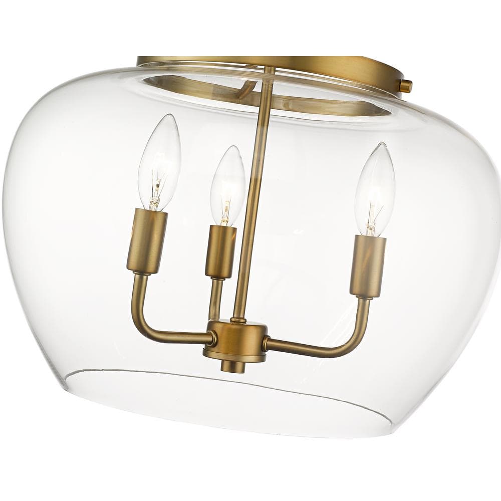 15.75" Gold and Clear Glass Semi-Flush Mount Ceiling Light
