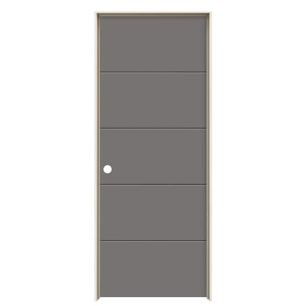30 in. x 80 in. Right-Hand 5-Panel Solid Core Gray Pearl Painted Composite Single Prehung Interior Door