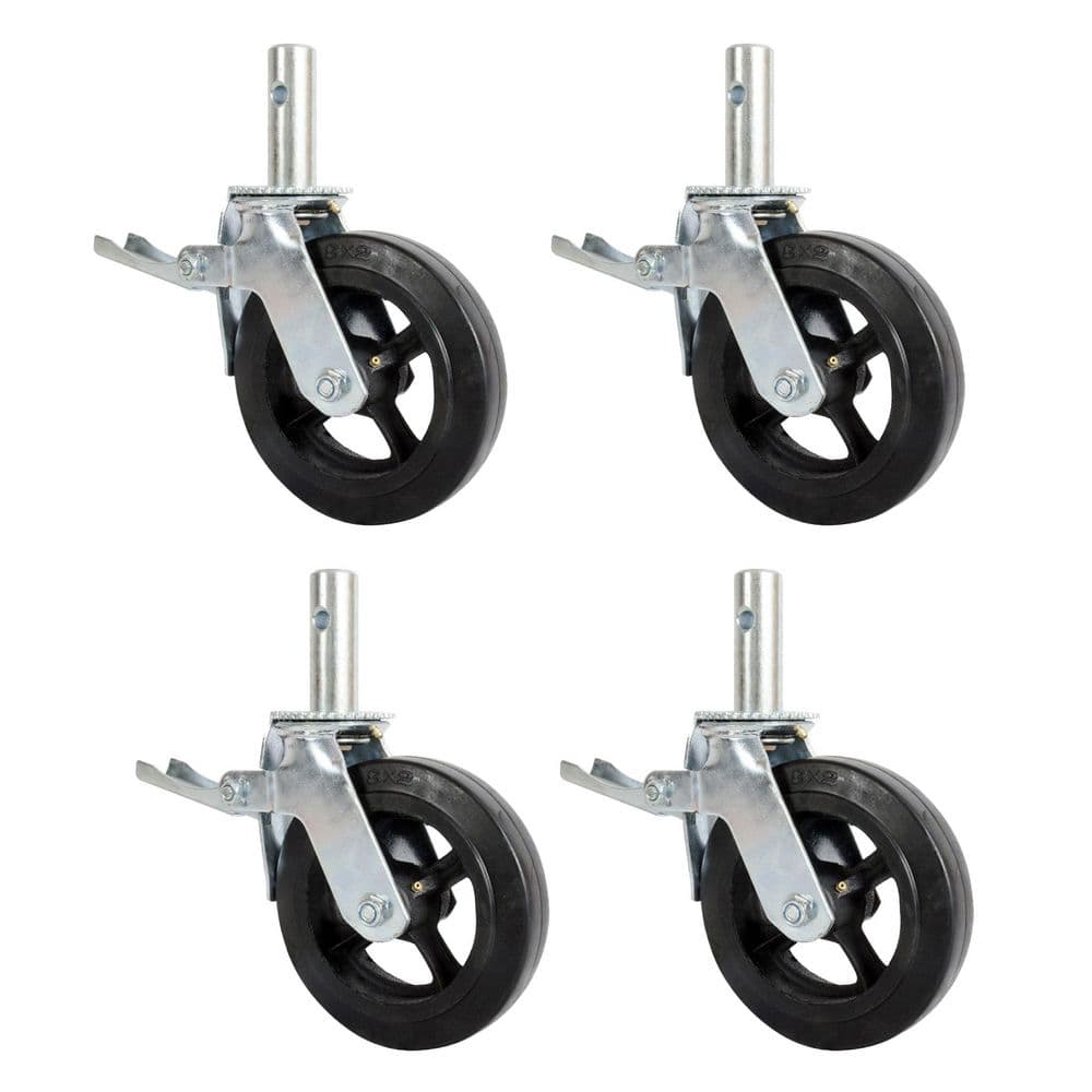 8-inch Cast Iron and Rubber Heavy-Duty Caster Wheels with Double-Lock Locking Pedal for  Scaffolding, 4-Pack price history on PriceWatchPro