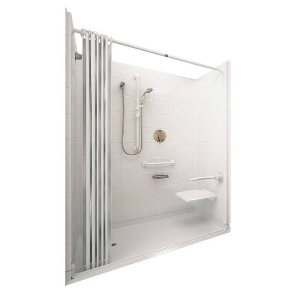 Ella Elite White 31 in. x 60 in. x 77-1/2 in. 5-piece Barrier Free Roll In Shower System in White with Left Drain