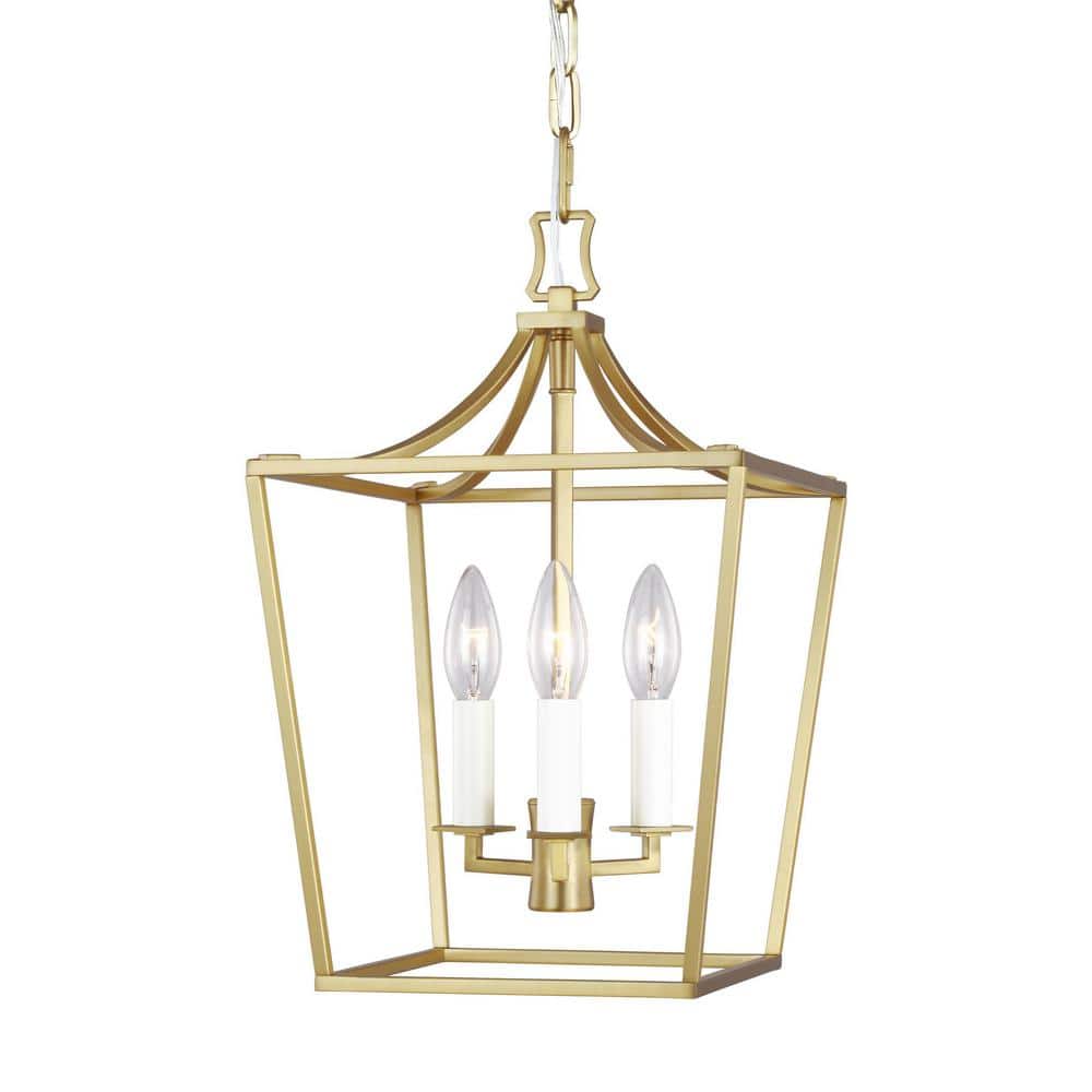 Burnished Brass Mini Geometric Lantern Chandelier