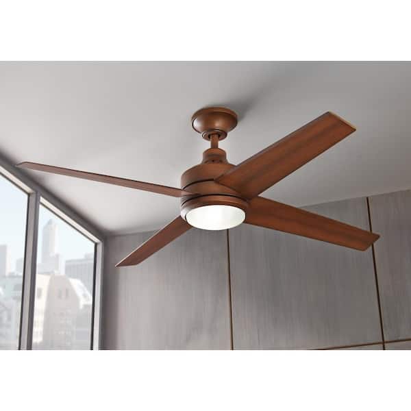 LED Indoor Distressed Koa Ceiling Fan with Light & Remote HDC Mercer 52 in 