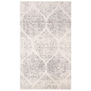 Madison Ivory/Silver Doormat 3 ft. x 5 ft. Medallion Area Rug