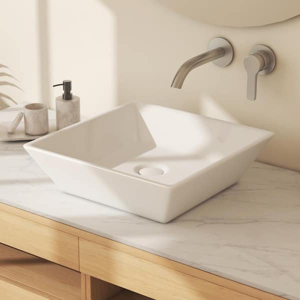 Eridanus Naples 16 in. Vessel Square Bathroom Sink in White Vitreous China