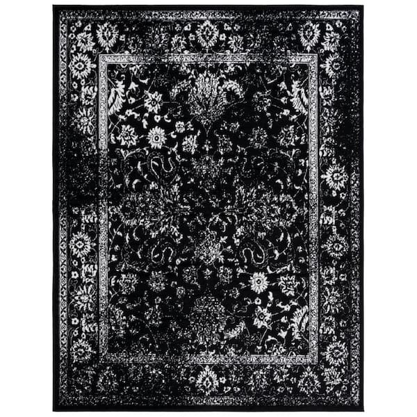 SAFAVIEH Adirondack Black/Ivory 11 ft. x 15 ft. Border Distressed Area Rug