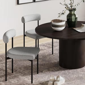 Dahlia 19 in. Modern Kitchen Dining Chair with Metal Legs and Padded Upholstered Cushion, Light Gray/Black, (Set of 2)