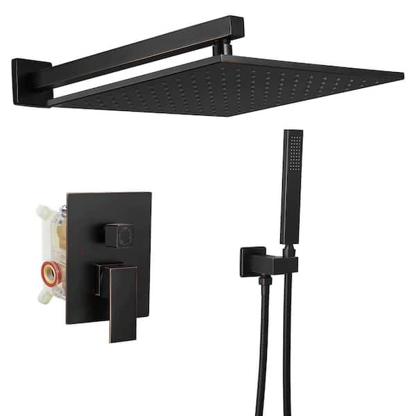 HOMEMYSTIQUE Single Handle 2-Spray Shower Faucet 2.5 GPM with 180° Swivel, Adjustable Flow Rate in Oil Rubbed Bronze