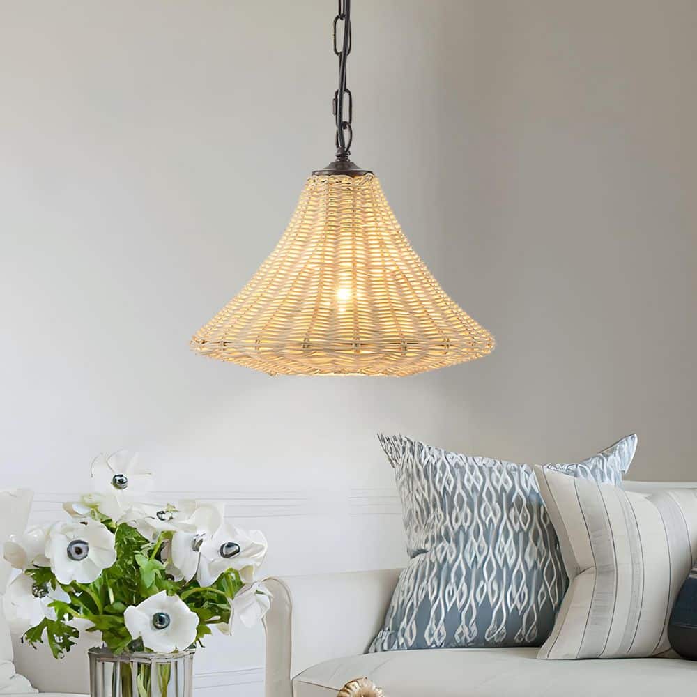 Boho 1-Light Woven Rattan Pendant Light with Chain for Kitchen Island Dining Room Bedroom Entryway price history on PriceWatchPro
