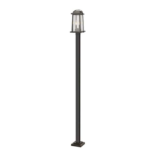 Unbranded Millworks 110 in. 2 Light Oil Bronze Aluminum Hardwired Outdoor Weather Resistant Post Light Set with No Bulb Included
