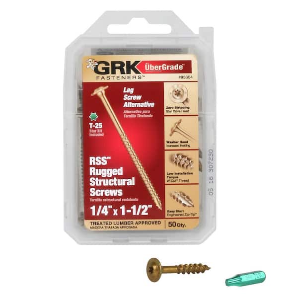 GRK Fasteners 1/4 in. x 1 - 1/2 in. Star Drive Low Profile Washer Head RSS Structural Alternative Lag Wood Screw (50-Packs)