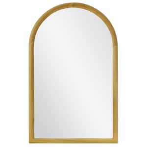 20 in. x 32 in. Natural Arch Oak Wood Mirror with Curved Frame