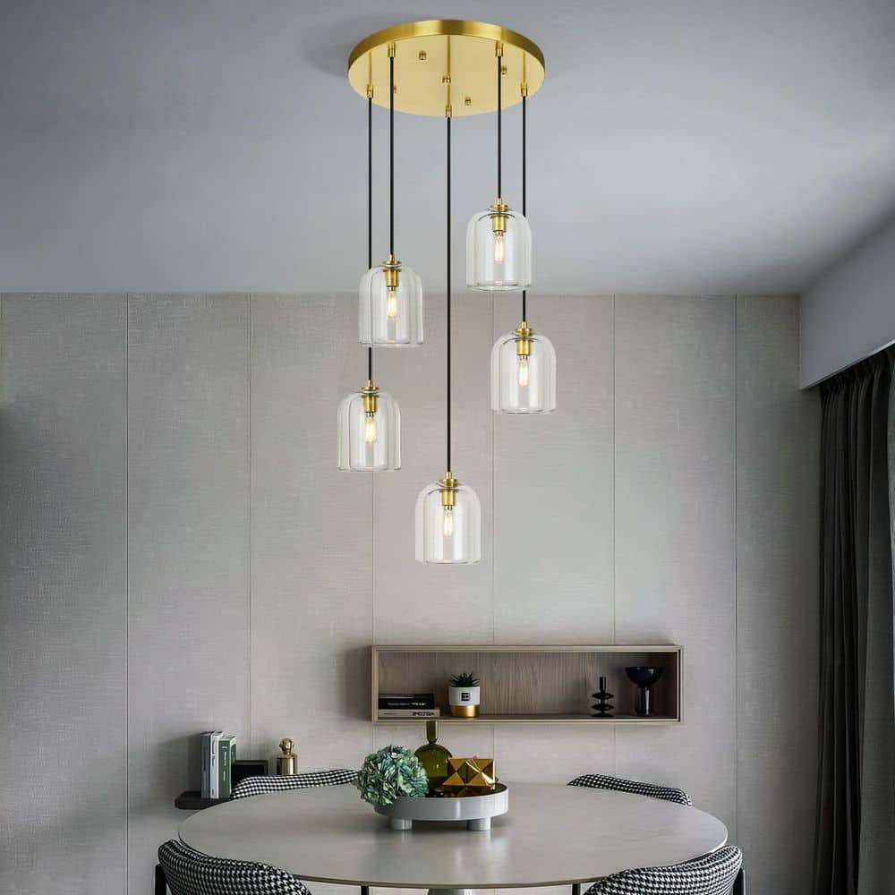 Modern Gold Pendant Lights Kitchen Island Ceiling Chandelier Indoor Crystal Hanging Light（5Light） price history on PriceWatchPro