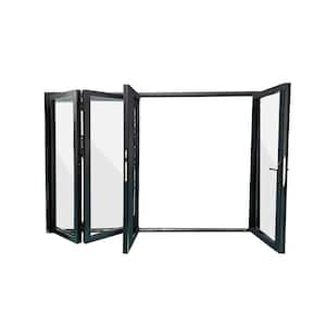 Eris 144 in. x 80 in. Left Opening/Outswing Black Aluminum Folding Patio door