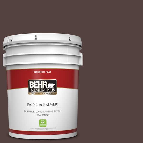 BEHR PREMIUM PLUS 5 gal. #BNC-21 Double Espresso Flat Low Odor Interior Paint & Primer