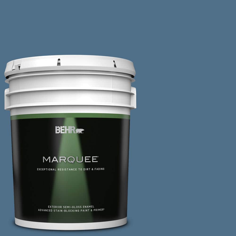 BEHR MARQUEE 5 gal. #570D-6 Neptune Blue Semi-Gloss Enamel Exterior ...