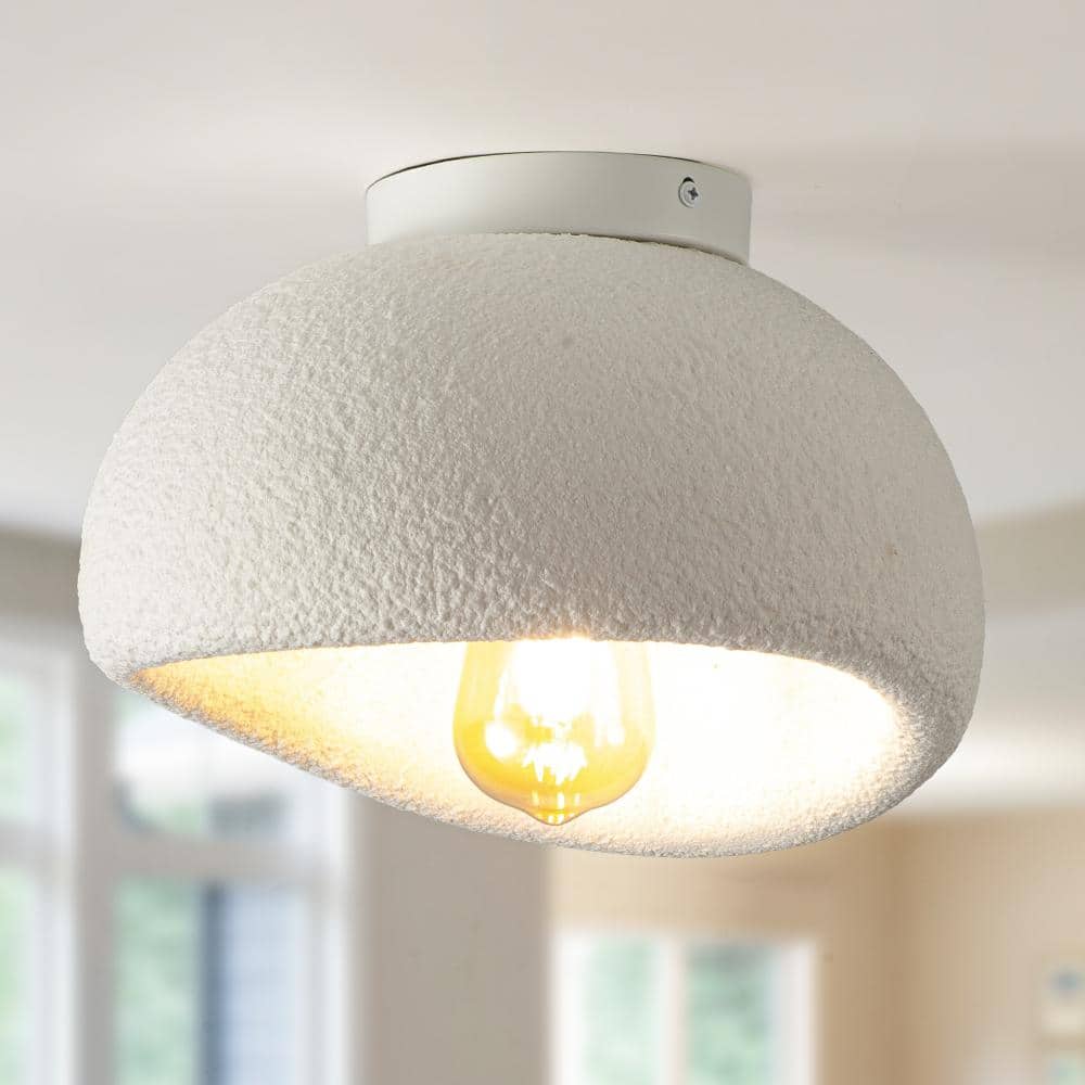 11.8 in. White Wabi Sabi Resin Flush Mount Ceiling Light Japanese with Textured Shade and E26 Socket for Living Room price history on PriceWatchPro