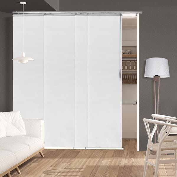 FINE FIXTURES Crystal White 48 in. - 88 in. W x 94 in. L Adjustable 4- Panel White Single Rail Panel Track with 23.5 in. Slates