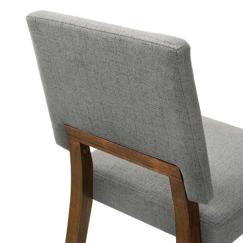 Walnut Finish Charcoal Fabric Upholstered Wood Dining Chairs - Set of 2