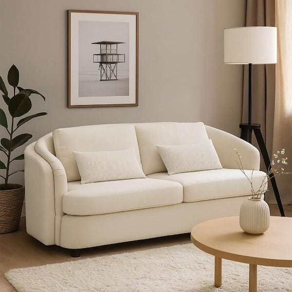 Benjara 34 in Linen 2-Seater Loveseat in Beige and Black BM333064 - The ...
