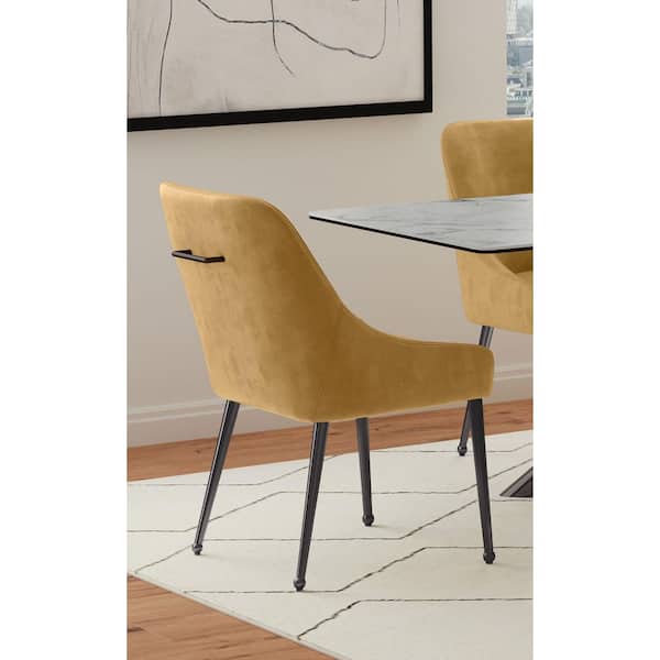 Coaster Mayette Cognac Foam Padded Upholstered Solid Back Side Chair Set of 2 with Sloped Arms