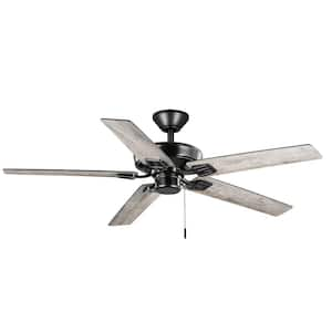 Bayfield 52 in. Indoor Matte Black Dry Rated Downrod Ceiling Fan with 5 Reversible Blades