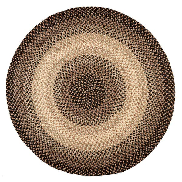 Ombre Charcoal 8 ft. x 8 ft. Round Indoor/Outdoor Braided Area Rug