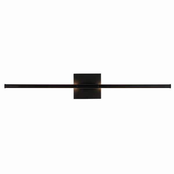 Makena 28 in. 1-Light Black Metal Dimmable Integrated LED Metal Wall Sconce