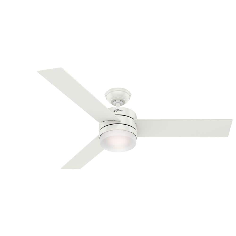 Hunter Exeter 54 In Led Indoor Fresh White Ceiling Fan With Light And Remote Control 59594 The Home Depot