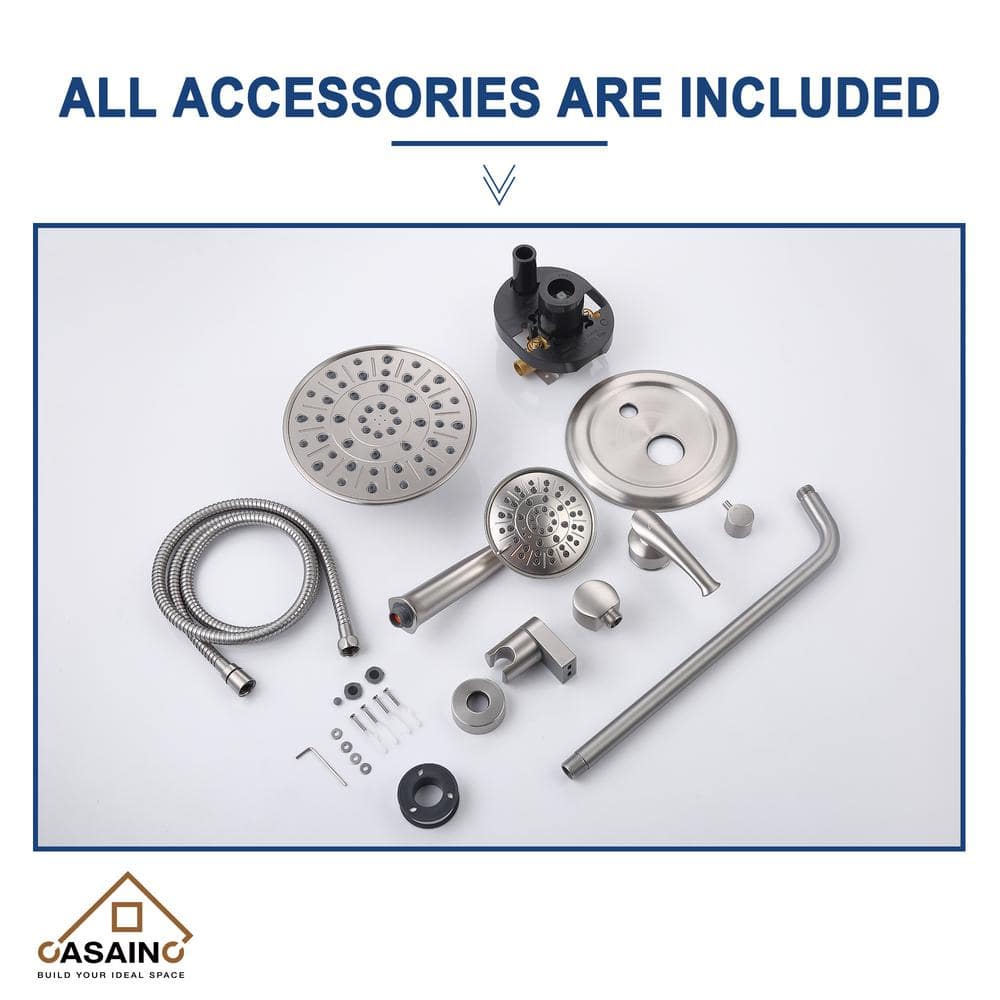 Brushed Nickel Wall Mounted Multi-Head Rain Shower System