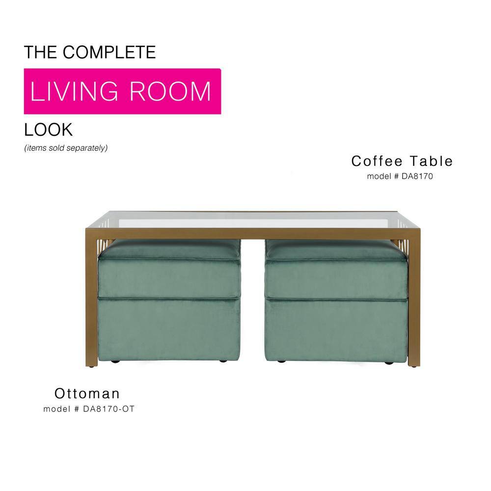 Juliette Brass-Finished Metal & Tempered Glass Rectangular Coffee Table