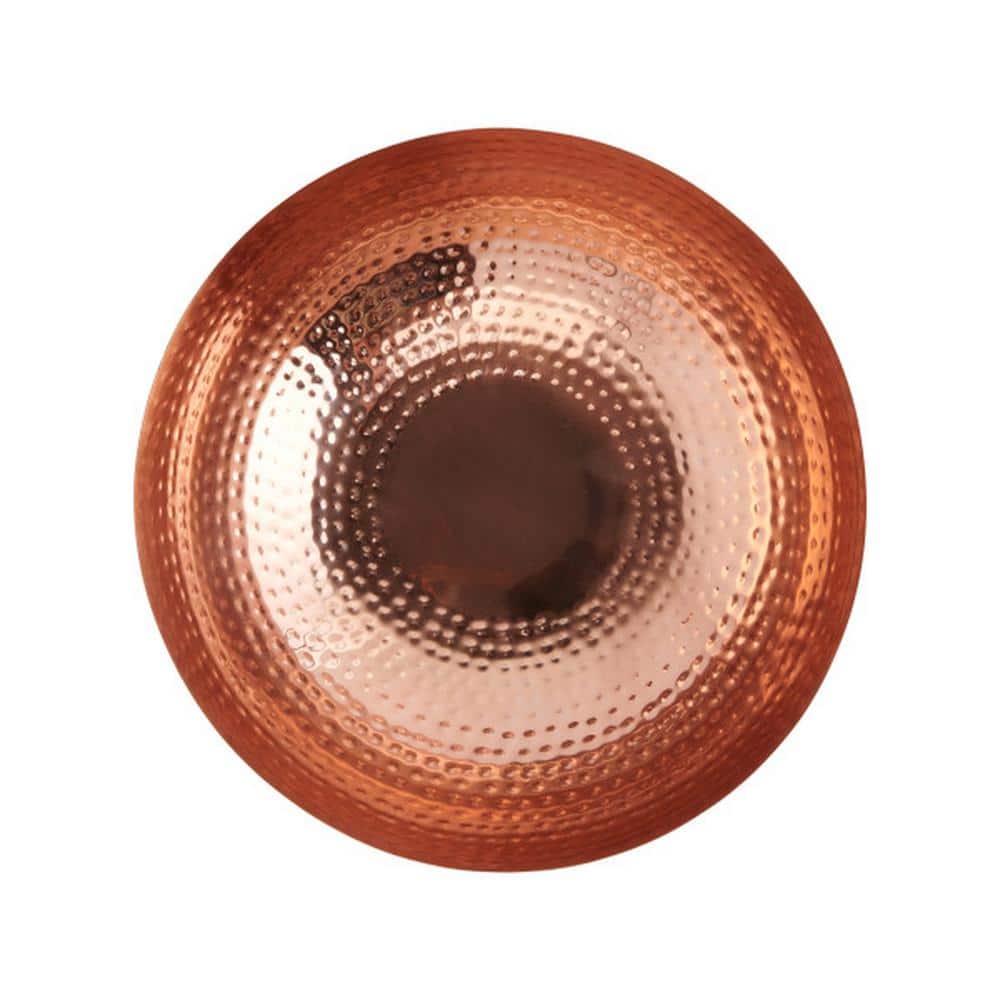 14" Round Hammered Copper Finish Metal Serving Bowl