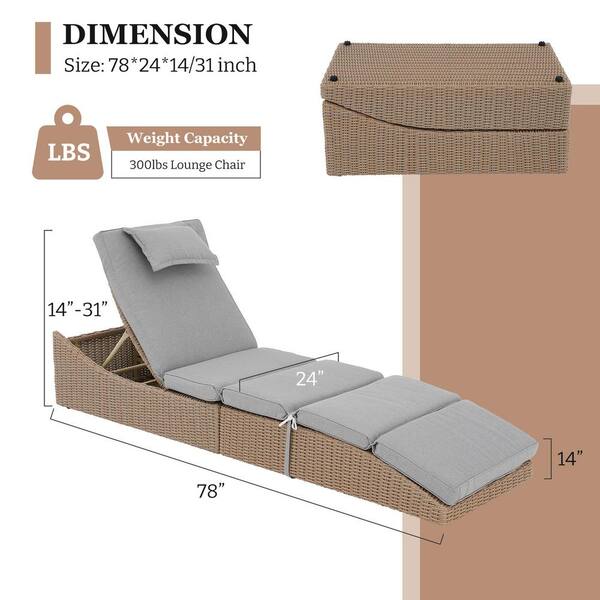 Yangming Natural Wicker Folding Outdoor Chaise Lounge
