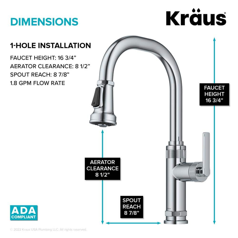 Allyn Chrome Industrial Pull-Down Kitchen Faucet with Spray