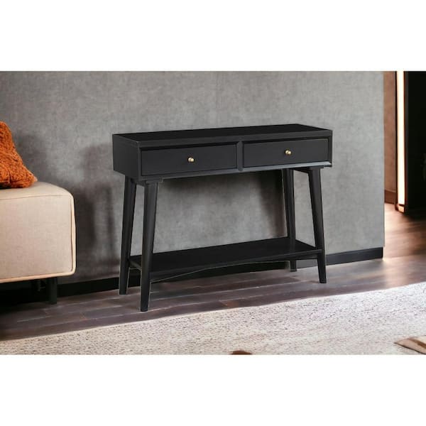 HomeRoots 47 in. Black Rectangle Composite Console Table with Drawers