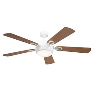 Humble 60 in. Indoor White Downrod Mount Ceiling Fan with Integrated LED with Wall Control Included