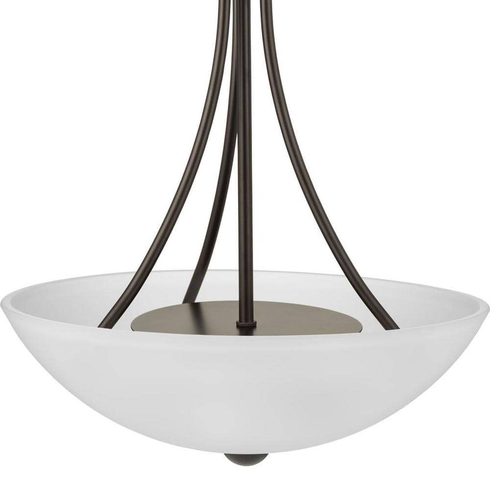Antique Bronze 2-Light Inverted Pendant with Etched Glass Shade