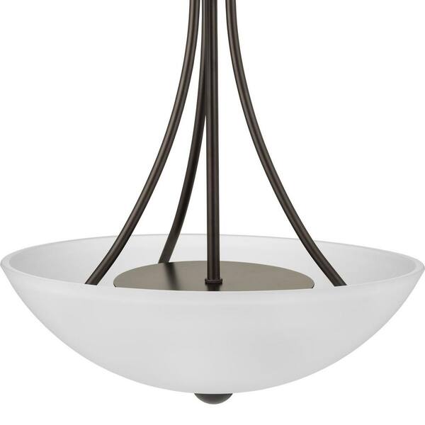 Progress Lighting Spirit 3-Light Pebbles Rustic Etched Glass Bowl Medium Hanging Pendant Light