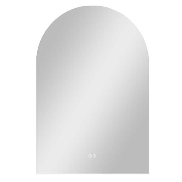 Lirago 30 in. W x 39 in. H Arched Frameless LED Dimmable Anti-Fog Bathroom Vanity Mirror in Silver