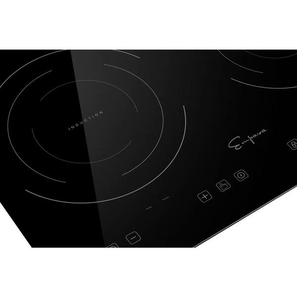 12 Inch Empava IDC12B2 Horizontal Electric Stove Induction Cooktop with 2 Burners in Black Vitro Ceramic Smooth Surface Glass 120V 