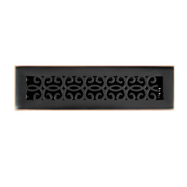 Classic Scroll 2 in. x 12 in. Steel Floor Register in Oil Rubbed Bronze